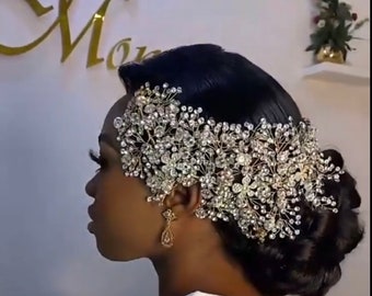 Bridal Rhinestone Headpiece, Extra Large Rhinestone Headpiece