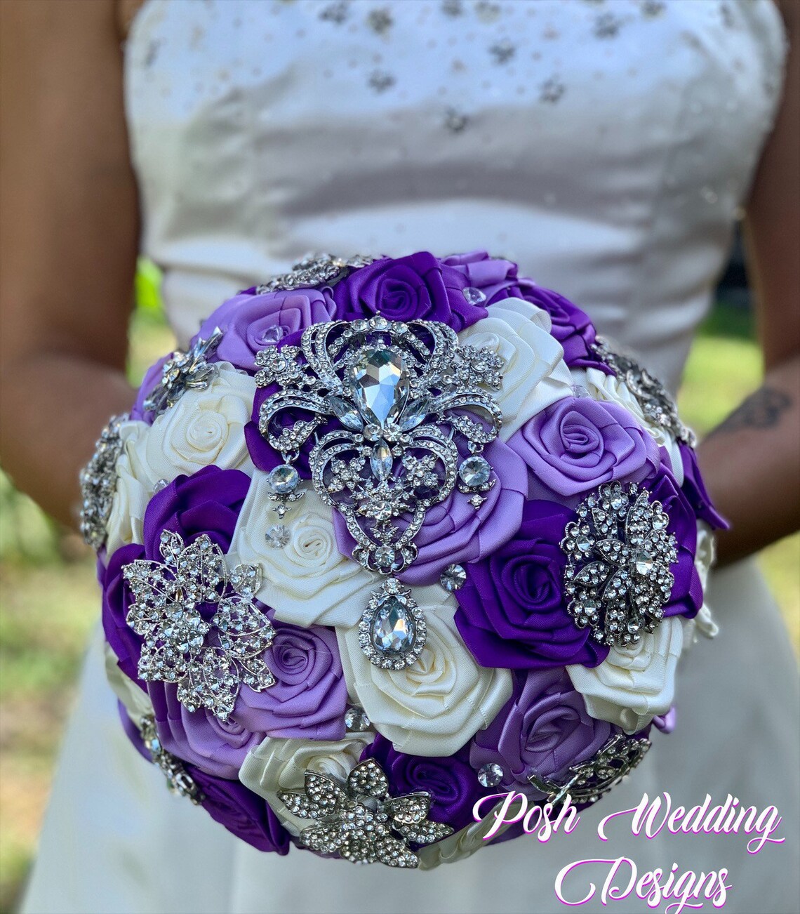 Purple And Lavender Brooch Bouquet image 1