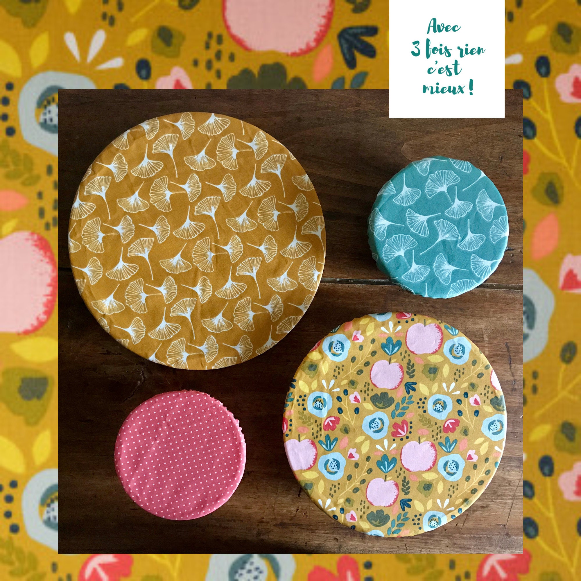 Lot de 4 Couvre Plats, Tailles Différentes et Couleurs Assorties, Zéro Déchet, Disponible à L Unité