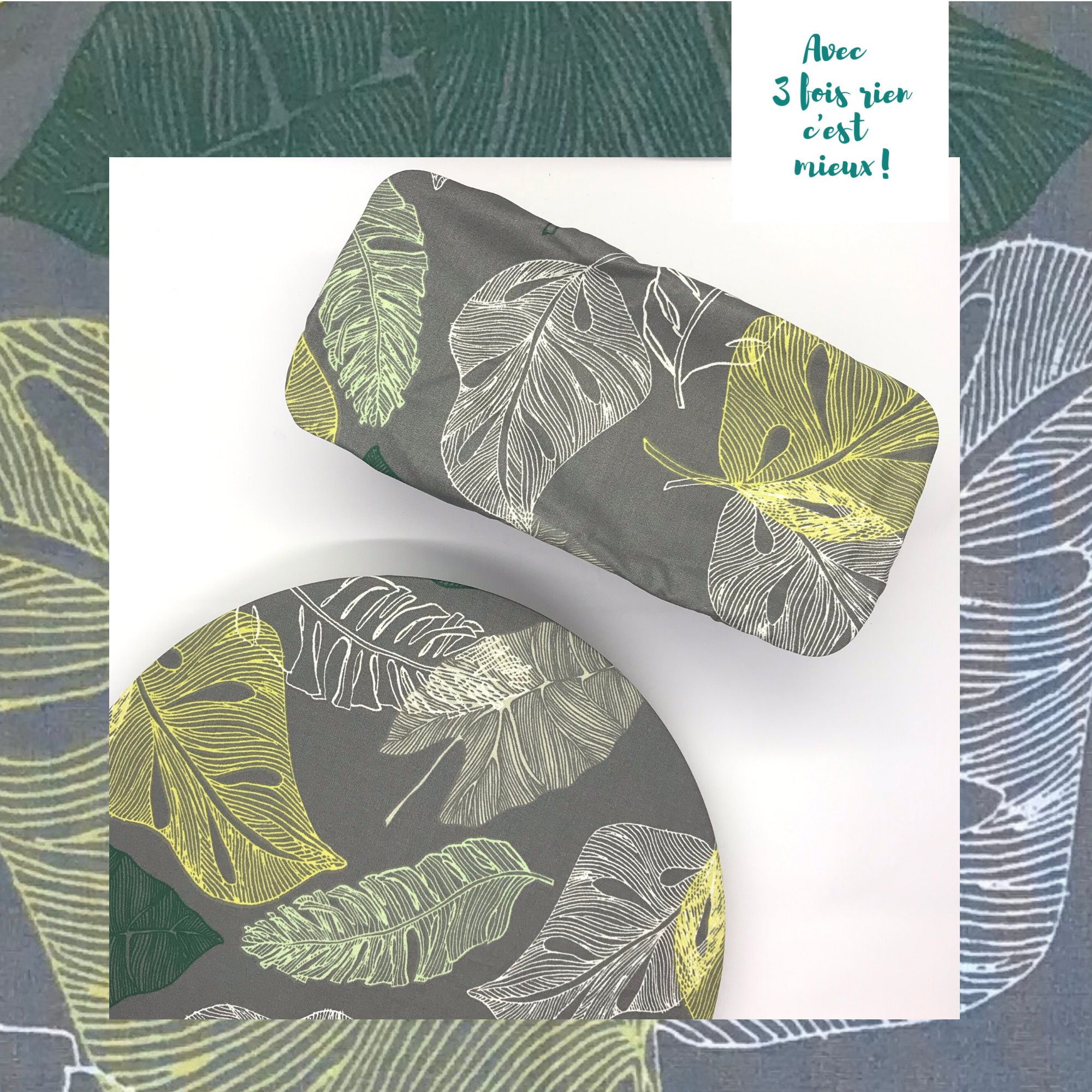 Charlottes Ronde et Rectangulaire, Couvre Plat à Tarte Cake, Feuillage Fond Gris