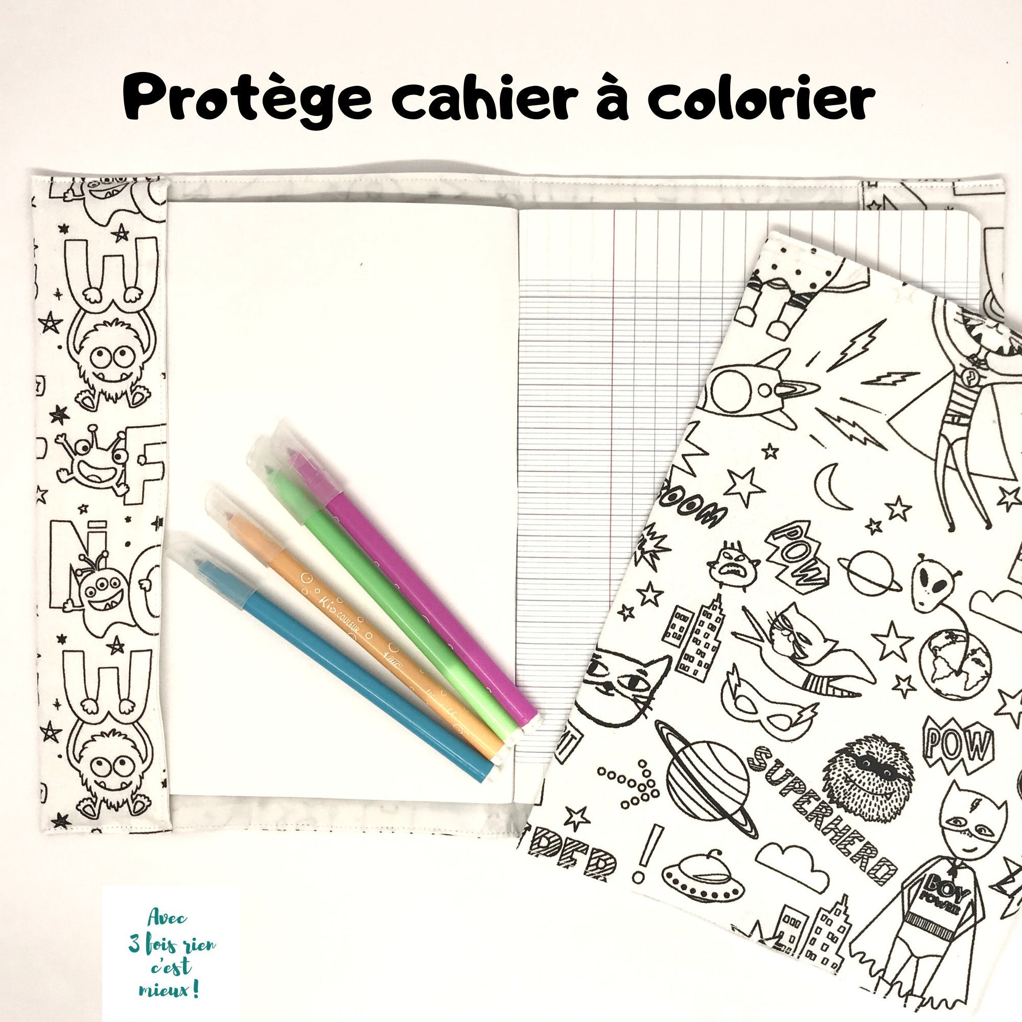 Protège Cahier à Colorier, Motifs Au Choix, Super Héros, Princesse, Alphabet, Oiseaux, Lama, Animaux