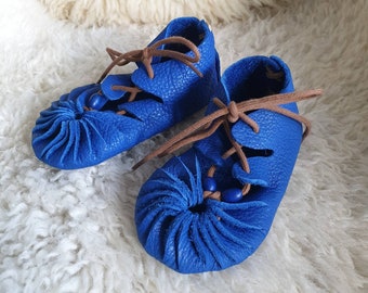 Waistband shoes, 20, blue, VEGETABIL, nappa leather, buttery soft leather, gift for birth, medieval shoes, running shoes