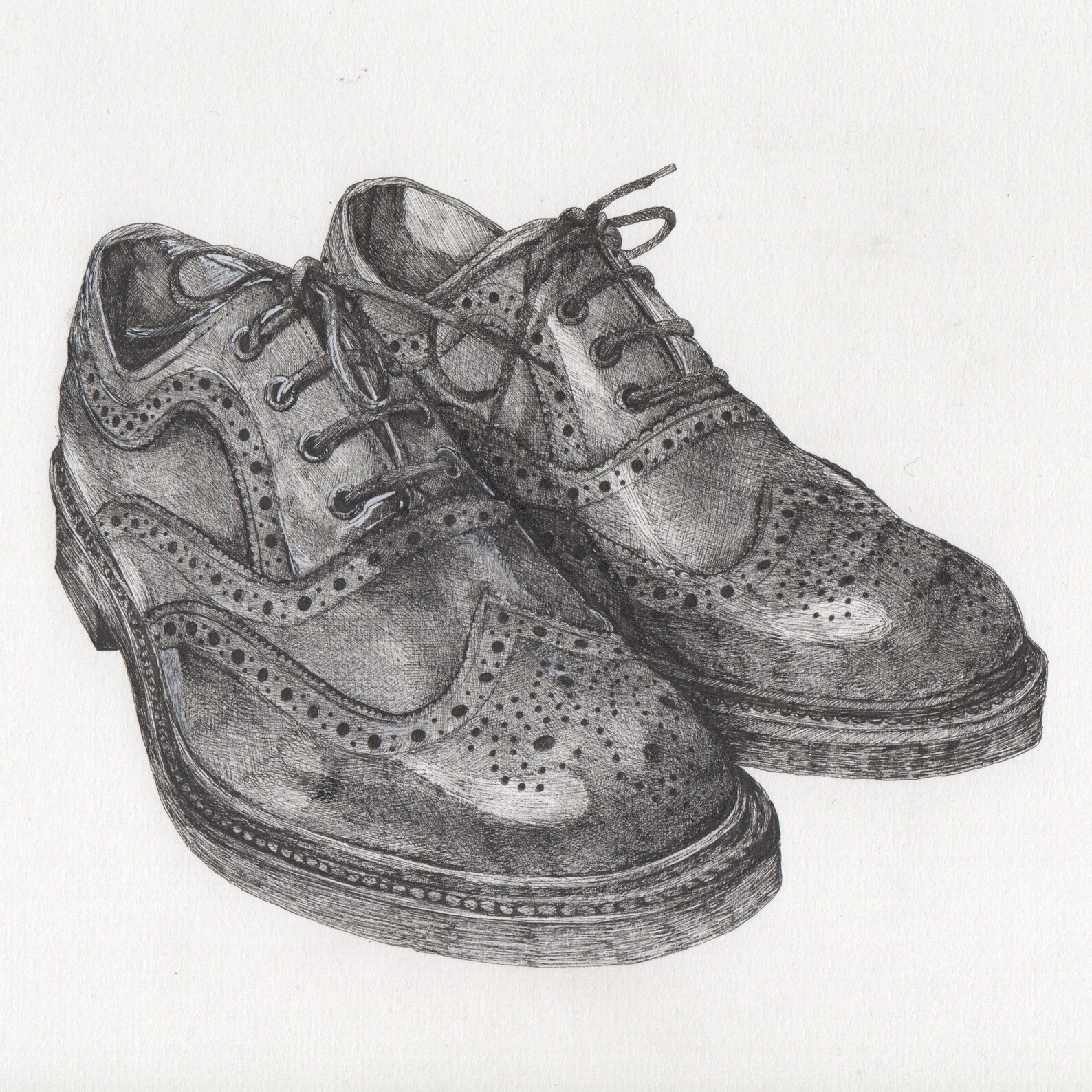 Detailed Drawing of a Pair of Oxford Brogue Shoes Classic - Etsy