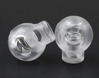 Clear Transparent Spring Loaded Cord Stopper Toggle for Cords for 4mm cords or less