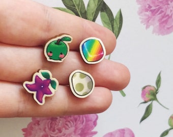 Farm baby pins / Stardew valley wooden pins / Dino egg pin / Rainbow pin