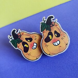 Spooky Squash Wooden Pin , Pumpkin Pin, Spooky Pin, Halloween Pin, Cute Pin