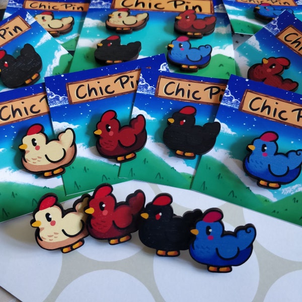 Wooden Chic Pins , Cute pins , Cute farm animals , Chicken pins , Cute animal pins