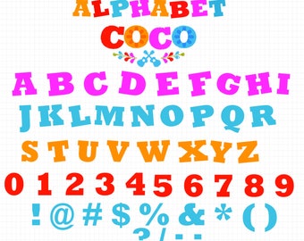 Coco Alphabet SVG, Coco Font Svg, Coco Letters Svg, Coco Svg Files, Coco Number Svg, Skull Font Svg, INSTANT DOWNLOAD
