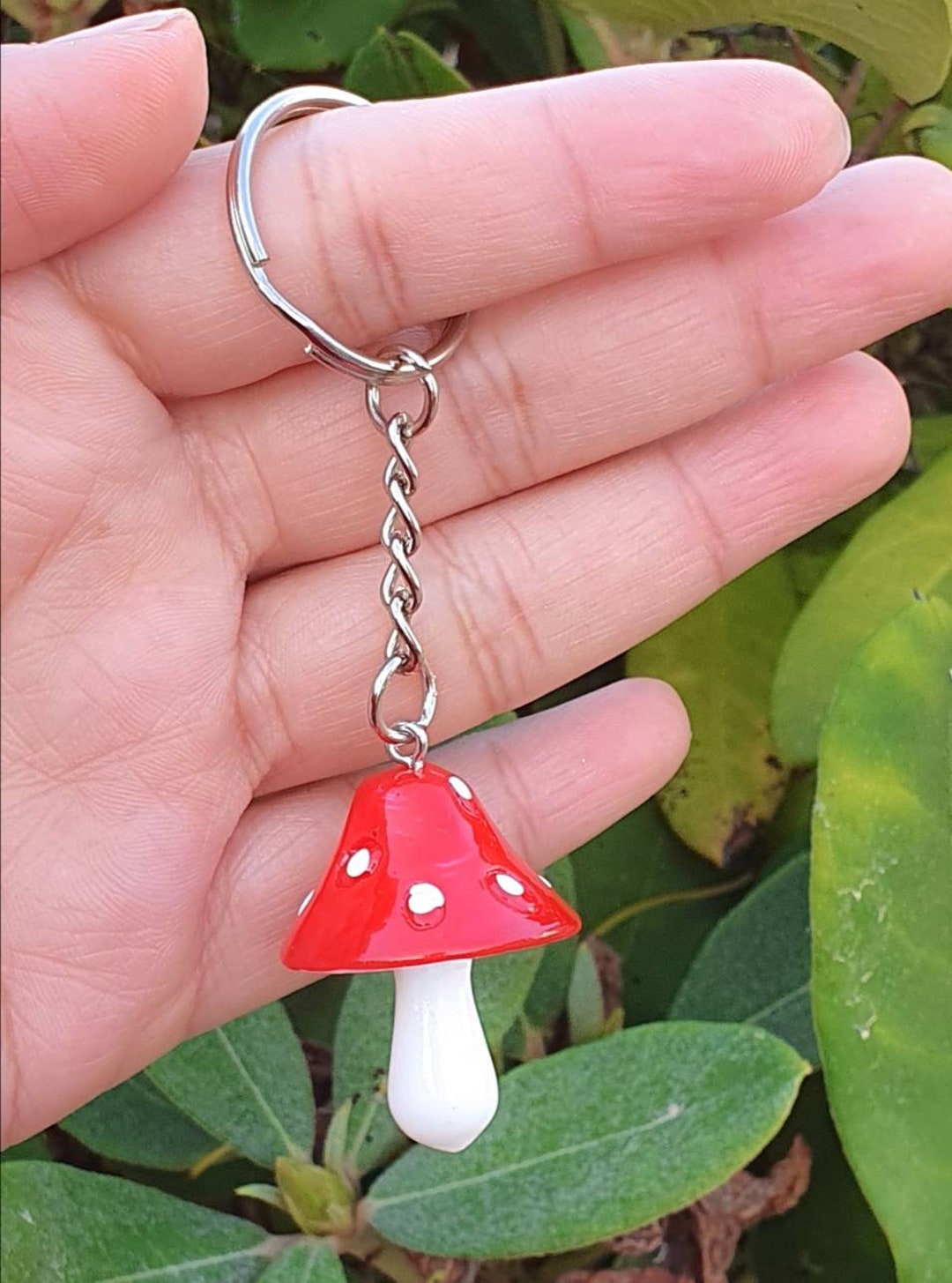 Red Mushroom Keychain, Funky Keychain, Keychain Gift, Keychain Cute