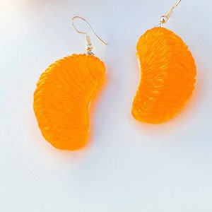 Orange Tangerine earrings, funky earrings, food jewellery, funny earrings, Quirky earrings, Orange earrings, Food earrings, Fruit earrings