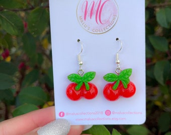Rote Kirschohrringe, Obstschmuck