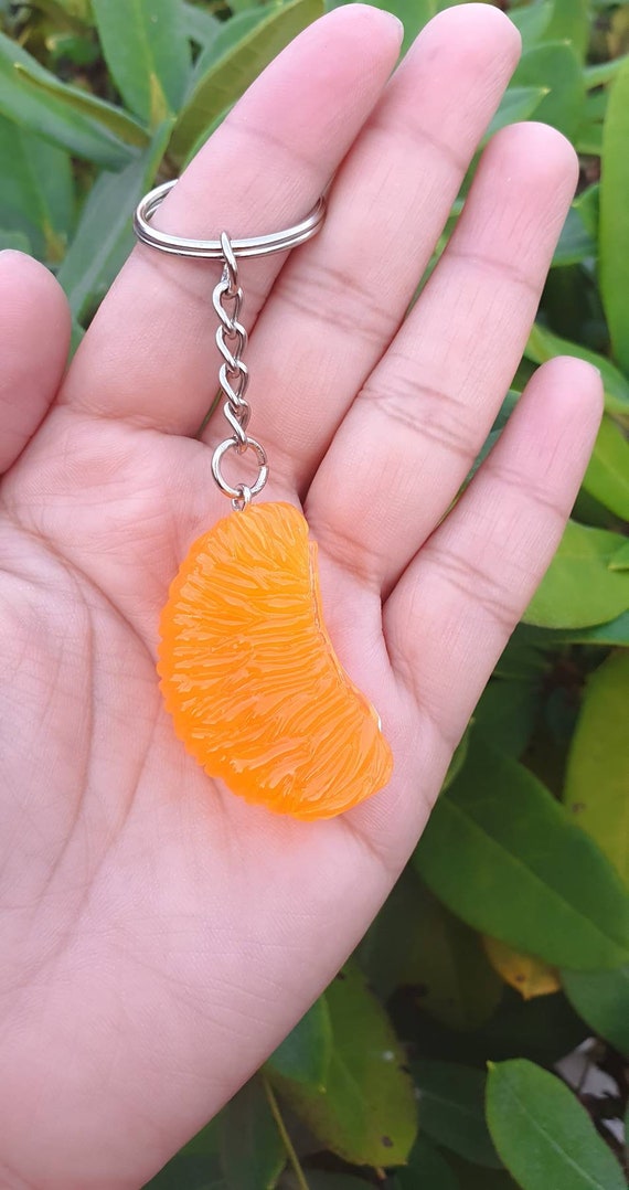 Orange Keychain Tangerine Keychain Fruit Keychain Keychain Etsy
