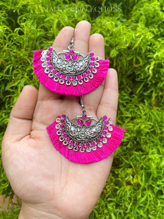 Kundan silk thread earrings deals