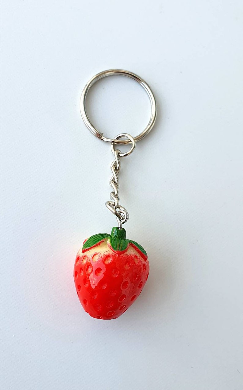 Strawberry Keychain, Cute Fruit Keychain - Etsy