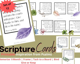 Botanical Scripture Cards: Inspirational Psalms, Nature Design | Printable