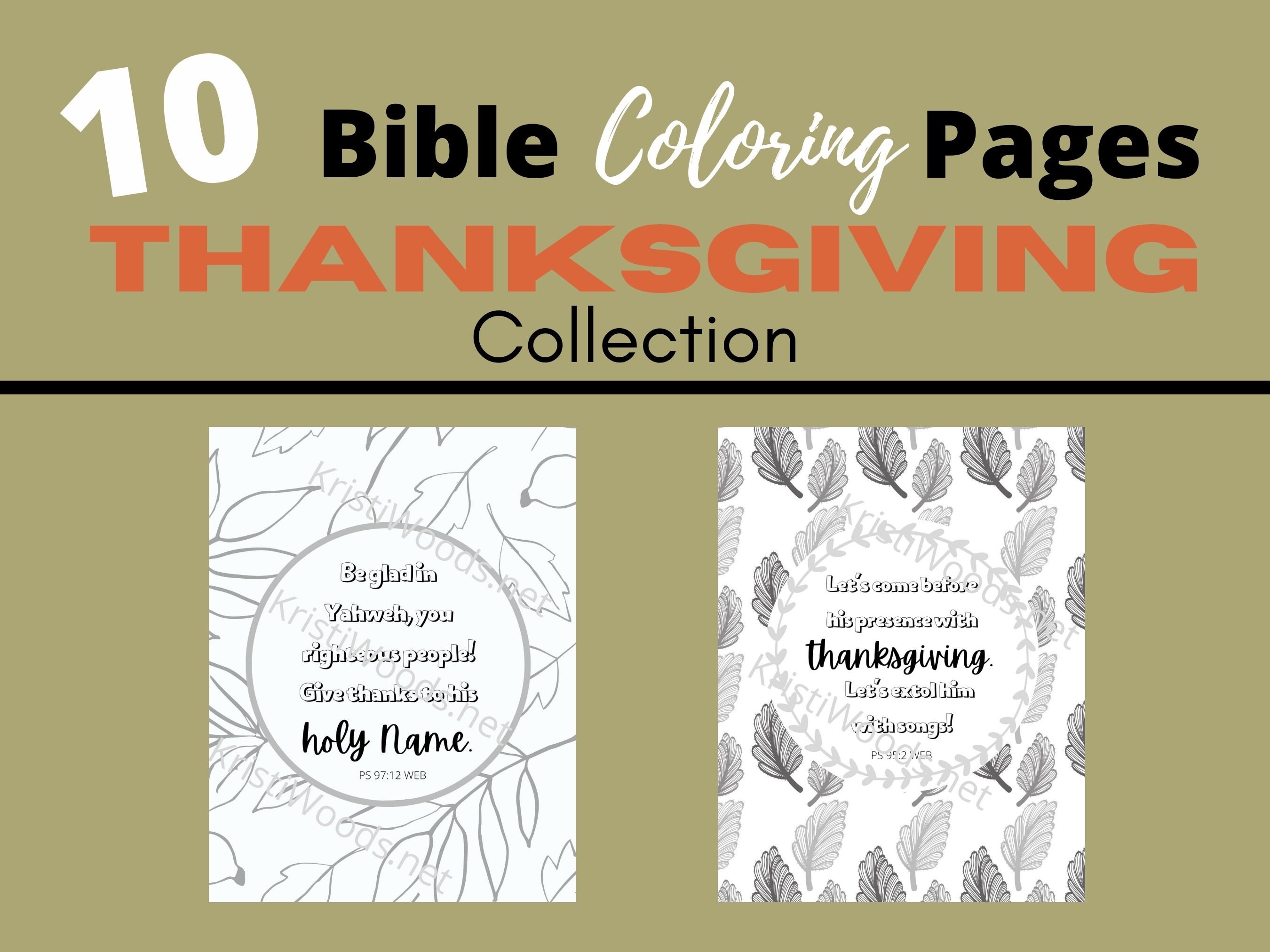 THANKSGIVING BIBLE COLORING Pages for Adults & Kids Instant Download