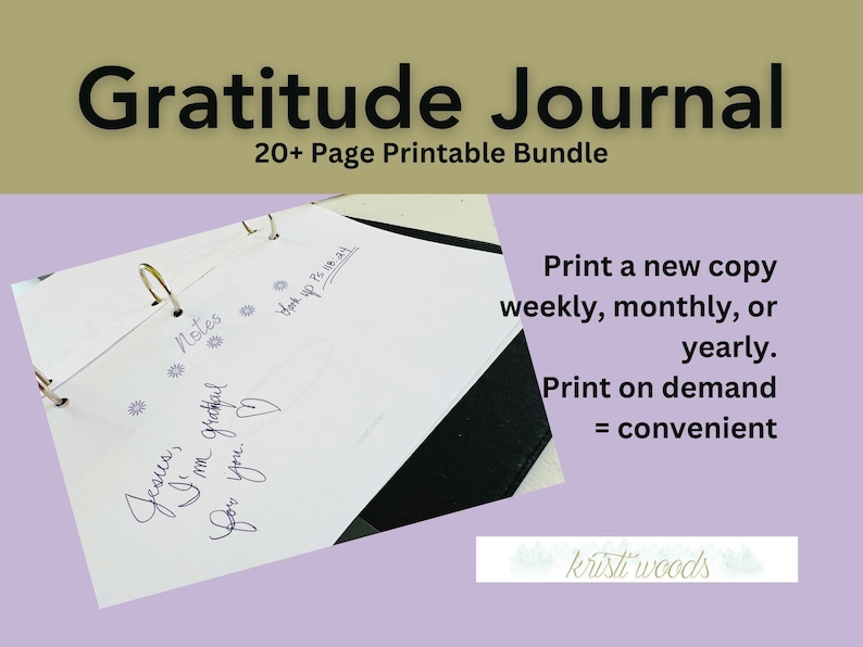 Gratitude Journal Printable Daily Journal for Women PDF Non-handed Bible Verses Purple Christian Women white Letter-size image 3