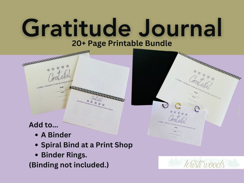 Gratitude Journal Printable Daily Journal for Women PDF Non-handed Bible Verses Purple Christian Women white Letter-size image 2