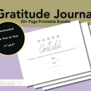 Gratitude Journal Printable Daily Journal for Women PDF Non-handed Bible Verses Purple Christian Women white Letter-size image 1