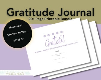 Gratitude Journal Printable | Daily Journal for Women | PDF | Non-handed | Bible Verses | Purple | Christian Women | white | Letter-size