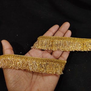 Indian Gold Brush Border Lace Trim With Embellishment  Hand Work For Crafting, Sewing And Cloth Accessories