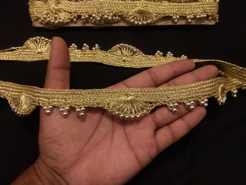 Dull Gold Beaded Fringe Trim Beaded Trim Indian Trim Beaded Etsy