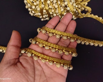 Gold Beaded Lace Trim, Indian Embellishment Border