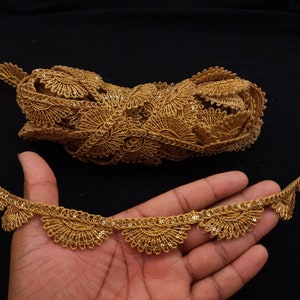 Indian Gold Fringe Ribbon Lace Trim For Crafting Sewing And Clothing Accessories