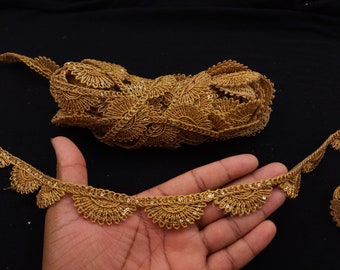 Indian Gold Fringe Ribbon Lace Trim For Crafting Sewing And Clothing Accessories