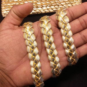 9 Yards Indian Gold Woven Ribbon Lace Trim: Handwork Embellishment Border