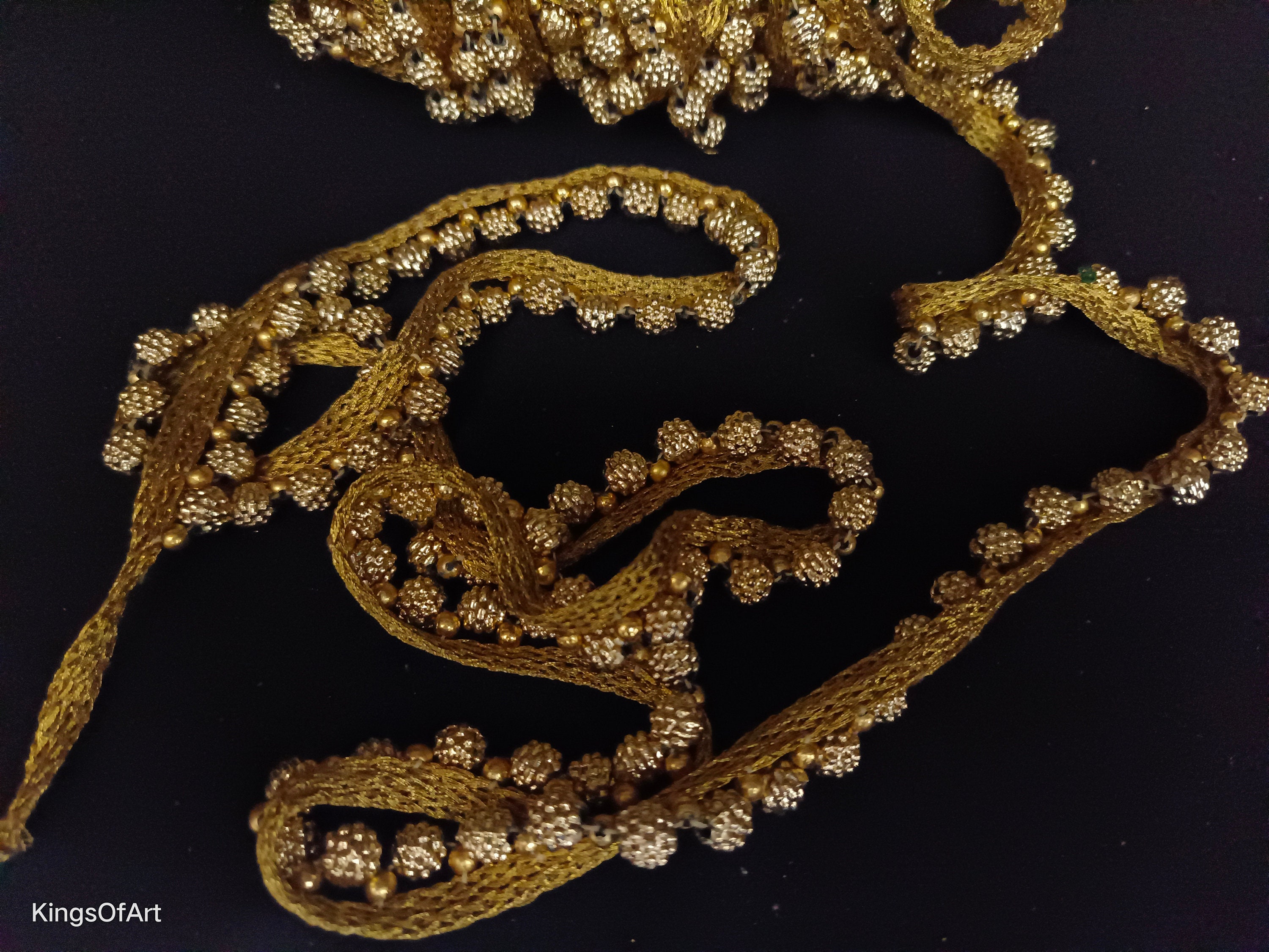 Gold Beaded Lace Indian Beaded Trim Trim Border Lace Etsy