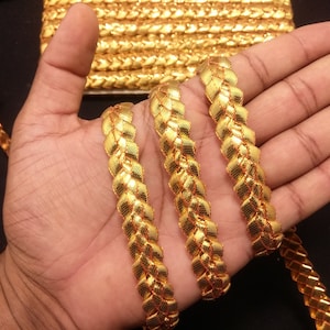9 Yards Indian Gold Woven Ribbon Lace Trim: Handwork Embellishment Border