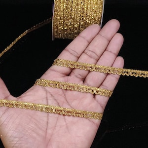 9 Yards Metallic Gold Woven Ribbon Lace Trim: Embellishment Border