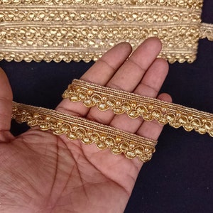 Indian Metallic Rose Gold Beaded Floral Ribbon Border Lace Trim With For Decoration Of Dresses For Crafting, Sewing And Cloth Accessories.