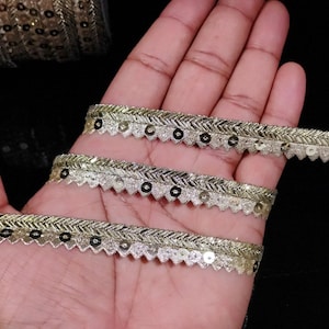Metallic Gold Fringe Ribbon: Beige Indian Lace Trim, Embellished Border