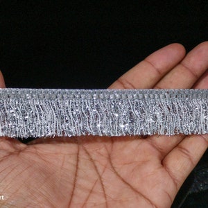 Indian Silver Brush Fringe Trim: Hand-Embellished Sewing Border