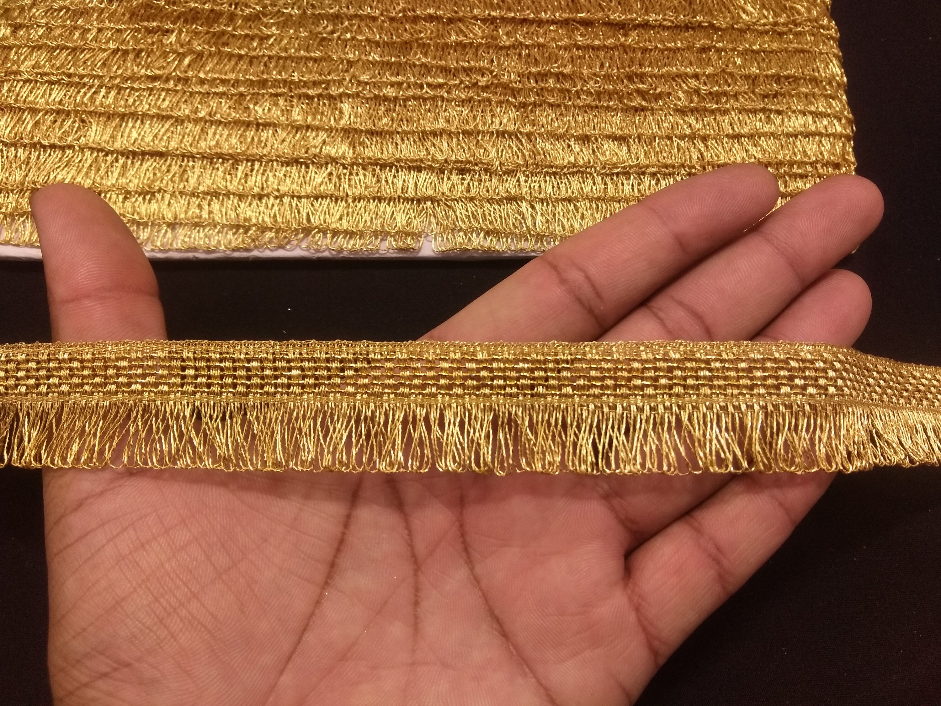Indian Gold Tassel Fringe Lace Trim With Embellishment Hand Etsy