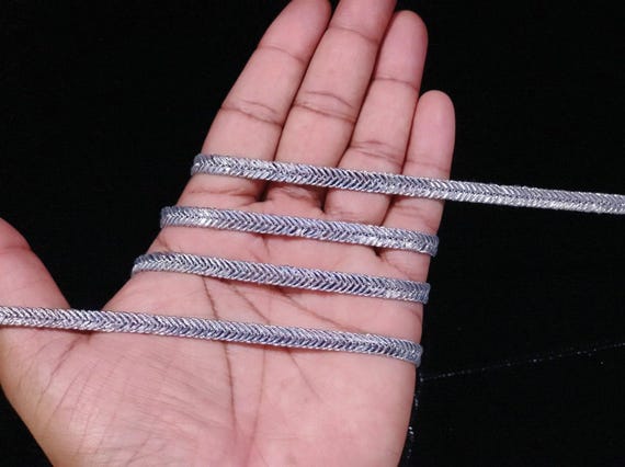 9 Yards Metallic Silver Woven Ribbon Lace Trim: Embellishment Border