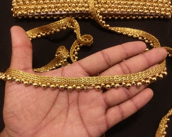 Gold Beaded Lace Trim: Indian Embellishment Border