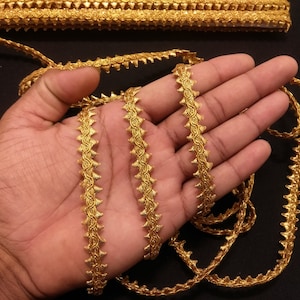 Metallic Gold Indian Fringe Ribbon: Embellished Lace Trim, 9 Yard