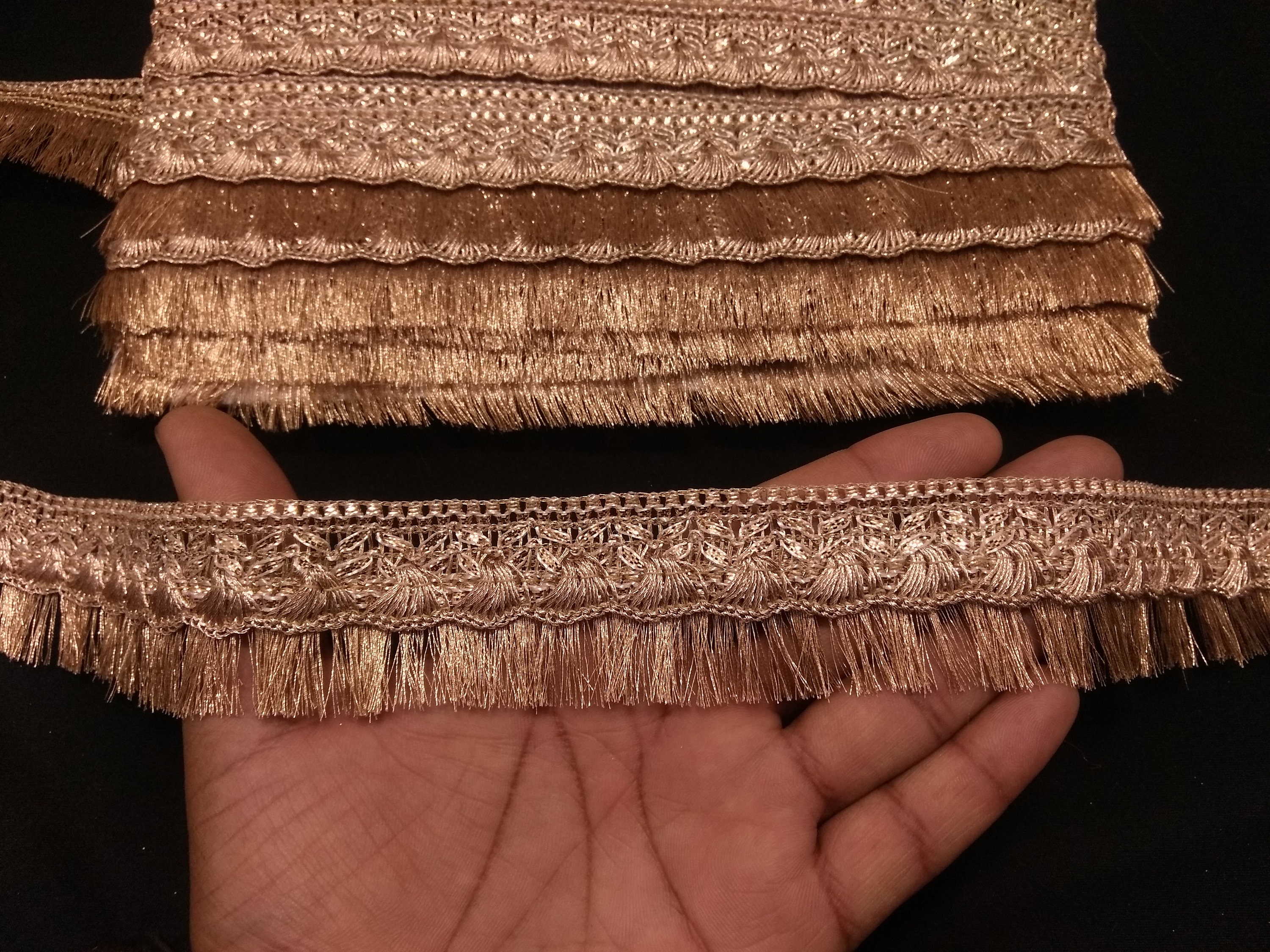 COHEALI 1 Roll Fringe Fringe Lace Gold Fringes Embroidery Floral Trim  Apparel Craft Lace Sewing Fringe Trim Gold Trim for Sewing Bullion Trim  Macrame