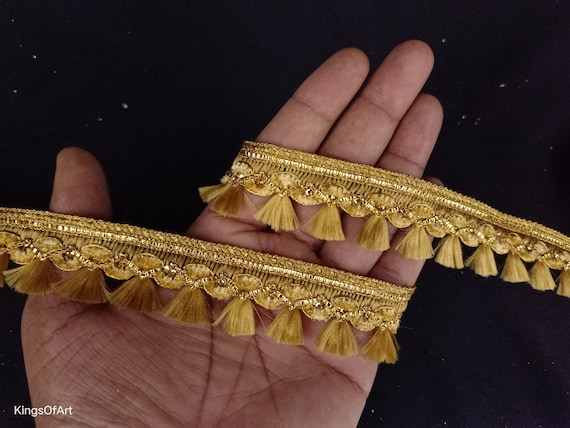 Copper Gold Fringe Trim Elegant Border Trim sari Border Trim Bridal Shower  Trim copper Gold Ribbon Fringe Trim 