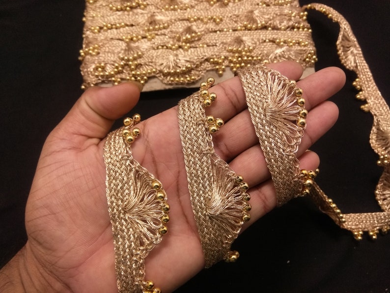 Indian Rose Gold or Dull Copper Beaded Woven Handwork Fringe - Etsy