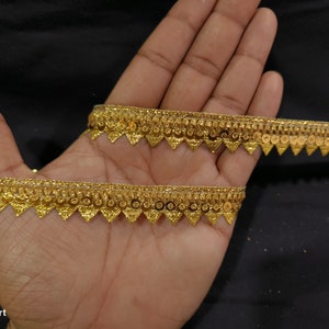 Metallic Gold Fringe Ribbon: Indian Handwork Embellishment Border