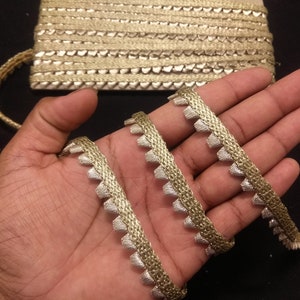 9 Yards Metallic Beige Fringe Trim Indian Handwork Lace Trim - Etsy