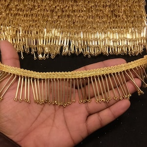 Gold Beaded Tassel Trim: Indian Lace Embellishment