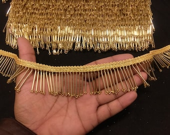 Gold Beaded Trim, Indian Lace Trim, Beaded Lace, Gold Beaded Trim, Beaded Tassel Trim, Indian Laces, Indian Trims, Gold Beaded Tassel