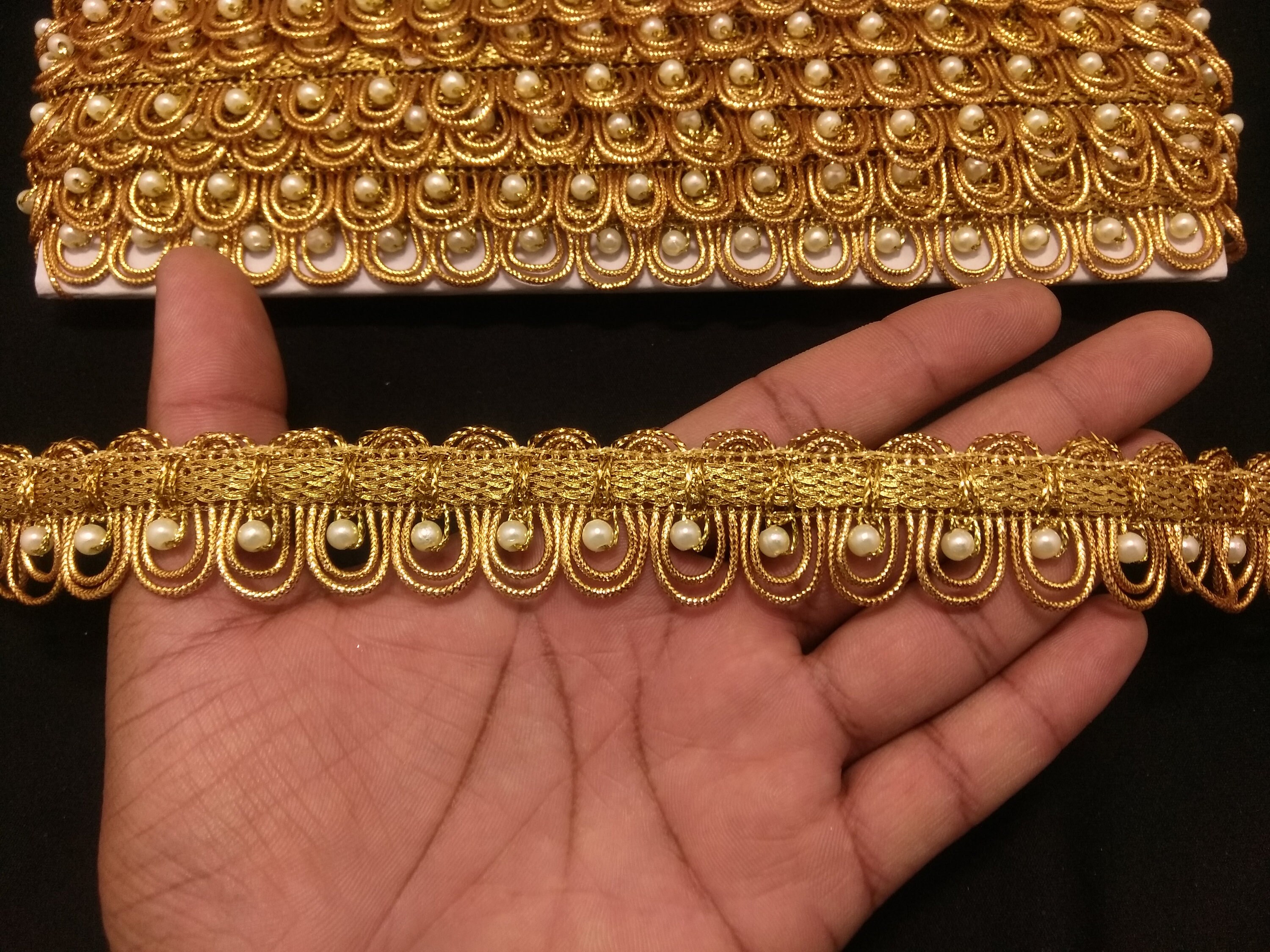 Gold Beaded Lace Indian Beaded Trim Trim border Lace Etsy