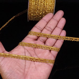 9 Yards Metallic Gold Woven Strip Ribbon Lace Trim With Embellishment Border For Crafting, Sewing And Cloth Accessories.