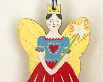 Christmas ballet fairy - wooden hanging decoration